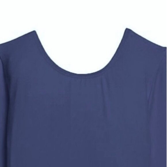 Danskin Childs Long Sleeve Leotard Navy Blue Scoop Neck Class Size Medium - Picture 4 of 9